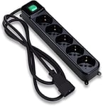 - Multiprise Power Cleaner 12, 4 Prises Schuko/Italie, 8 Prises Italie 10/16A, Interrupteur Lumineux, Protection Enfants, Câble 1,5M, Entrée Italie 16A 90°, Noir