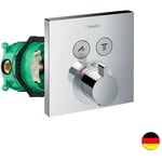 Façade pour mitigeur thermostatique encastré HANSGROHE ShowerSelect avec 2 fonctions chromé et corps encastré iBox