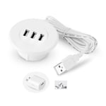5 cm skrivbordshål USB-uttag 2 tum infälld strömuttag USB-genomföring [GGL] White