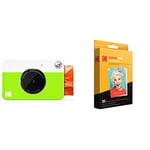 Kodak Printomatic Digital Instant Print Camera - Full Color Prints On ZINK 2 x 3 Inch Sticky-Backed Photo Paper (Green) Print Memories Instantly & Zink Photo Paper - Pack of 20