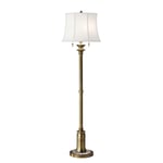 2 Bulb Twin Floor Lamp Pull On Off Switch White Linen Shade Bali Brass E27 60W