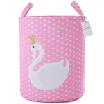 Cute Swan Laundry Storage Basket Cotton Fabric Toys Organizer Large Foldable Washing Bin Nursery Hamper with Handles
