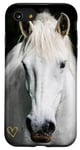 Coque pour iPhone SE (2020) / 7 / 8 Motif Cheval Blanc Avec un beau Coeur D'Amour Doré Mignon