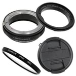 Fotodiox 52mm Macro Reverse Ring Kit with G and DX Type Lens Aperture Control, 52mm Lens Cap and 52mm UV Protector for Nikon Cameras