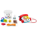 Fisher-Price GJW20 Laugh and Learn Magic Colour Mixing Bowl & Chatter Telephone, Infant and Toddler Pull Toy Phone for Walking and Pretend Play, Ages 12 Months+, FGW66