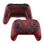 eXtremeRate Transparent Clear Red Faceplate Backplate Handles for Nintendo Switch Pro Controller, DIY Replacement Grip Housing Shell Cover for Nintendo Switch Pro - Controller NOT Included