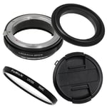 Fotodiox M-Reverse-58-Nikon-Kit RB2A 58MM Macro Reverse Ring Kit with G and DX Type Lens Aperture Control, 52MM Lens Cap and 52MM UV Protector Fits Nikon