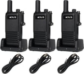 Retevis RB647 bärbar walkie talkie, IP67, PMR446, 16 kanaler, VOX uppladdningsbar walkie talkie för utomhusbruk, camping (3 delar)