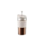Bodum 0.35L Plastic Travel Press, Travel Mug with extra lid, Off White