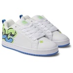 DC Shoes Homme Court Graffik Running Basket, Blanc/Citron Vert et Turquoise, 38 EU