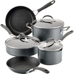 Circulon Scratch Defense Induction Hob Pan Set of 5 - Pots and Pans Sets Non Stick with Extreme Non Stick, Dishwasher & Oven Safe Cookware, Graphite Pewter Finish