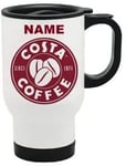 Costa Coffee Personalised White Travel Mug Cup. Your Name Printed Mug Coffee Tea Cup. (White Travel Mug) by CiderPressMugs®