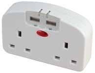 Travel Plug Adapter UK to EU with USB Sockets 2 x UK 3 Pin and 2 x USB Europe