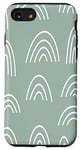 iPhone SE (2020) / 7 / 8 Rainbow Line Art Abstract Aesthetic Pattern Sage Green Case