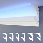 Heximo - led Moulures 2en1, éclairage indirect Corniche de plafond xps Polystyrene: HLED-5 - 68x90 mm, 1.7 mètres / 1 réglette