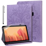 GLANDOTU Case for Huawei Mediapad M5 Lite 10 10.1 inch Tablet Case Lightweight Folio Flip Wallet Lace Embossed PU Leather Cover with Fold Stand Function + Screen Protector & Stylus pen - Purple
