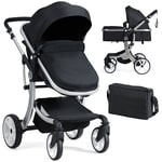 2 in 1 Foldable Baby Stroller with Rain Cover and Mosquito Net