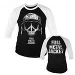Hybris Full Metal Jacket - Skull Baseball 3/4 Sleeve Tee (WhiteBlack,XL)