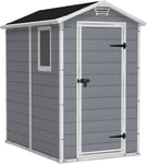 Keter Manor Outdoor Plastic Garden Storage Shed 6 x 4ft In Grey Gable Roof