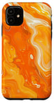 Coque pour iPhone 11 Art Coloré À Motif Marbré Orange