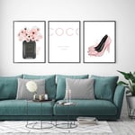 BRT 1 Piece/3 Pieces Nordic Perfume Bottle Coco High Heels Wall Art Canvas Painting Modern Wall Pictures For Living Room Home Decor No Frame 50x70 cm no frame 3 pcs discount