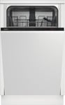 Beko DIS15022 Fully Integrated Slimline Dishwasher - Black Control Panel