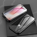 Étuis pour téléphone cellulaire, for iPhone XR Ultra Slim Double Sides magnétique Adsorption Cadre Angulaire en Verre trempé Aimant Flip Case (Couleur : Noir)
