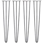 4x Premium Hairpin Table Legs + FREE Screws AND Protector Feet 28" 3 Prong