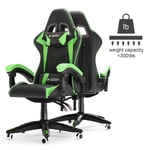 [Yeehoo] Chaise gaming - Fauteuil gaming - Bureau gamer Design ergonomique - avec coussin et dossier inclinable - Noir et vert