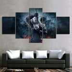 TOPRUN Wall art picture 5 pieces Modern Painting Prints on canvas The Witcher Wild Hunt Geralt of Rivia For Living Room Decoration Poster 150 x 80cm Frame