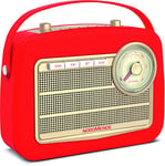 Nordmende Transita 130 – Radio portable DAB+/FM avec régulateur de fréquence FM (streaming audio Bluetooth, USB, écran LCD, batterie 24 heures, poignée de transport, boîtier en cuir synthétique) rouge