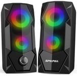 Pc speakers,SPKPAL Computer Speakers Wired RGB Gaming Speaker for PC 2.0 USB Powered Stereo Dual Channel Multimedia AUX 3.5mm for Laptop Desktop Tablet Phone,10W