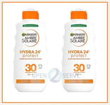 2x Garnier - Ambre Solaire Hydra 24H Protect Sun Cream SPF30 Anti Dry- 200ml