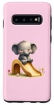 Galaxy S10 Pink Adorable Elephant on Slide Cute Animal Theme Case