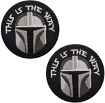 This is The Way Mandalorian Helmet Inspired Art Embroidered Fastener Hook and Loop Backing Tactical Morale Patch 3.15 Inch 2PCS