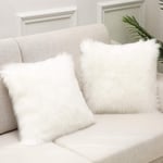Monthly Faux Fur Throw Pillow Cover Fluffy Soft Decorative Square Pillow covers Plush Pillow Case Faux Fur Cushion Covers - For Livingroom Sofa Bedroom Car Seat Tent etc.Set of 2 (White, 50 x 50)
