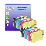8 Cartouches Compatibles Epson Stylus Office BX305F, BX305FW, BX305FW Plus remplace Epson T1291 T1292 T1293 T1294 - T3AZUR