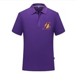 YQCSLS Sports and leisure fashion lapel short-sleeved T-shirt male basketball training suit big yards breathable Polo t-shirt (Color : Purple2, Size : S (female slim))