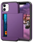 Coolden Compatible with iPhone 12 Mini Case Shockproof Case for iPhone 12 Mini Wallet Case Protective Rubber Bumper Phone Case Card Holder Slot Wallet Case Compatible with iPhone 12 Mini (Purple)