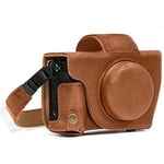 MegaGear MG1068 Ever Ready Leather Case and Strap with Battery Access for Canon PowerShot G5 X Camera - Light Brown