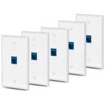 5 Paquets de Prise de Plaque Murale Ethernet Cat6 1 Port RéSeau RJ45 Femelle à Femelle Plaque de Coupleur Mural Clé de VoûTe - Bleu