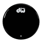 24" DW Gloss Black Bass Drum Head No Vents