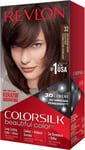 3x Revlon Colorsilk Permanent Hair Colour Dye - 32 Dark Mahogony Brown