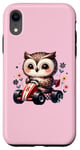 iPhone XR Adorable Owl Riding Go-Kart Cute On Pink Case