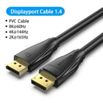Câble DisplayPort Vention 10K 8K @ 60Hz 4K @ 165Hz 40Gbps Display Port Câble audio Prise en charge HDR HDCP 2.2 pour moniteur de jeu TV DP 2.0, câble PVC 1.4- 2m