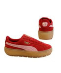 Puma Platform Trace Cleated Red Lace Up Suede Trainers - Womens - Size UK 3.5