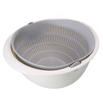 Amaone 2 in 1 Multifunction Kitchen Colander/Strainer Bowls,Double Layered Detachable Colanders Strainers Rotatable Drain Basin Basket, Vegetables Cleaning, Washing, Mixing Fruits Kitchen Tool (Gray)