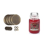 Yankee Candle Scented Candle - Red Apple Wreath Large Jar Candle : up to 150 Hours & Penguin Home Glass Beaded 4 x Placemats (32cm), 4 x Coasters (10cm) & 4 x Napkin Rings (5cm) - Set of 12