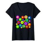 Womens Hippy Flower Daisy Spring Pattern Classic T-Shirt V-Neck T-Shirt