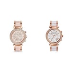 Michael Kors Watch for Women Parker, Chronograph Movement, MK5896 & Watch for Women Parker, Quartz Chronograph Movement, 39 mm Rose Gold Stainless Steel Case with a Acetate, MK5774